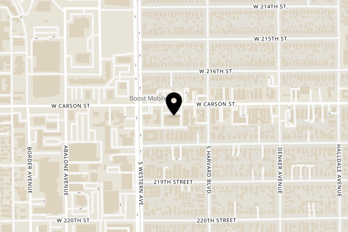 Map showing the location of Garcia Mexican Grill on 1644 W Carson St Suite F in Torrance
